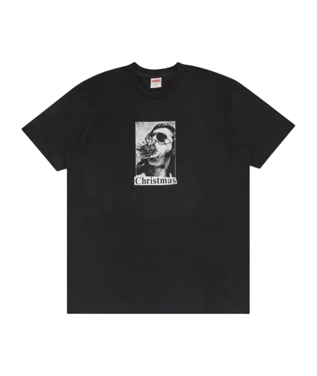 SUPREME Черная хлопковая футболка, фото 1