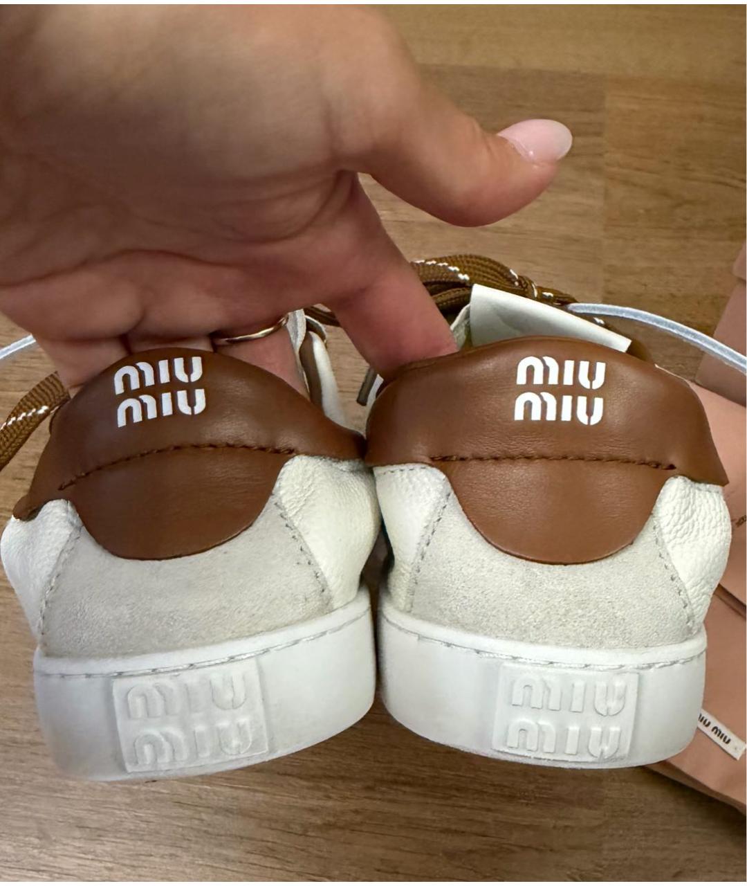 MIU MIU Белые кожаные кеды, фото 4