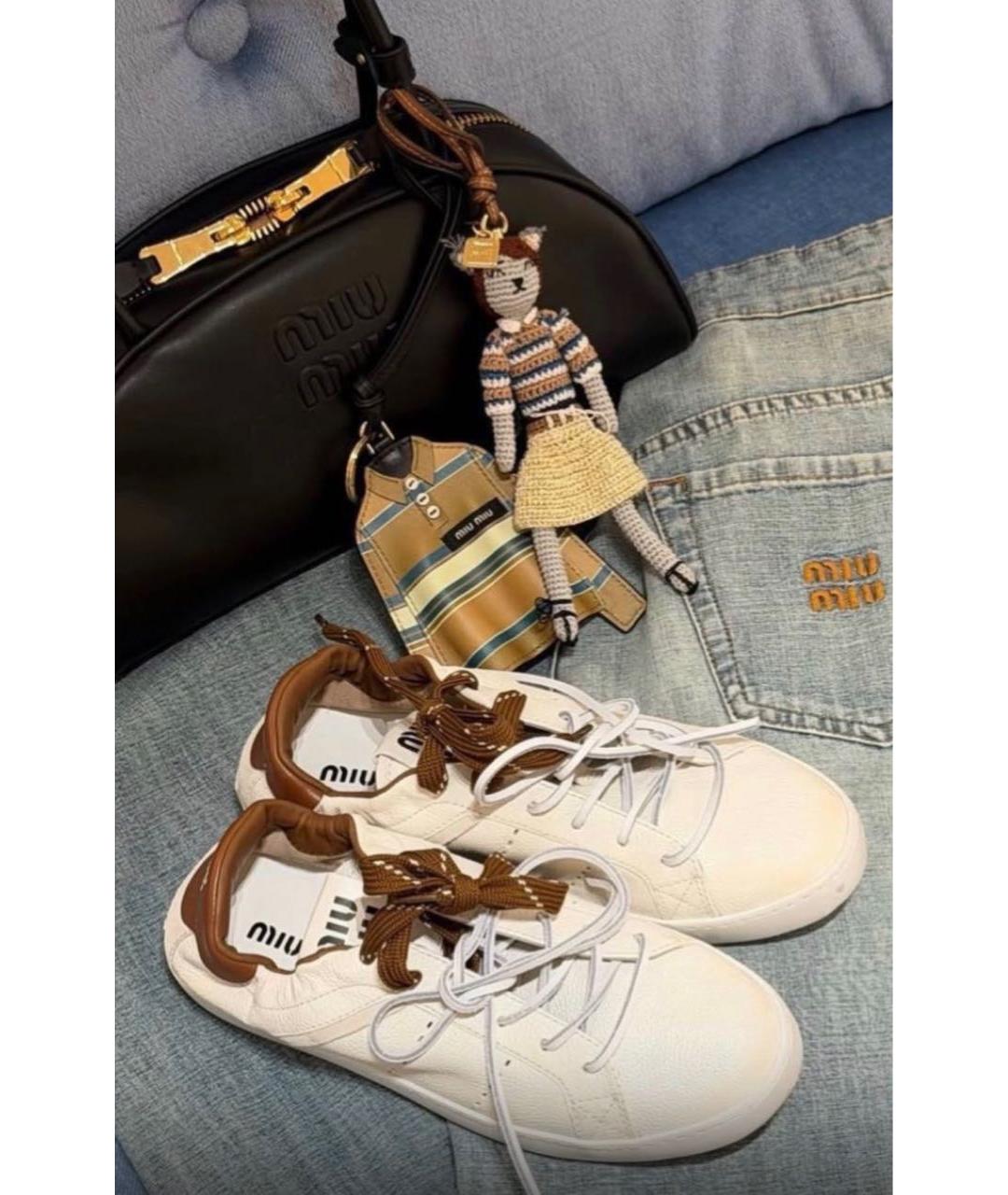 MIU MIU Белые кожаные кеды, фото 5