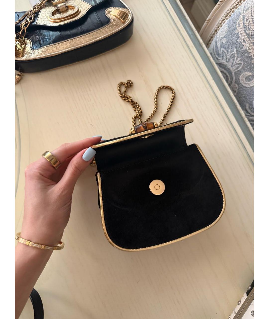 GUCCI Черная бархатная сумка через плечо, фото 4