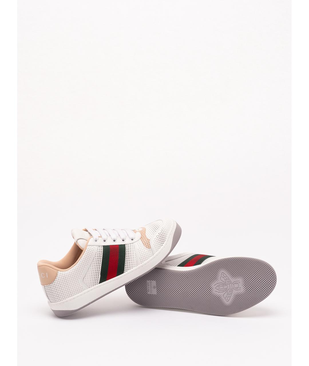 GUCCI Белые кожаные кроссовки, фото 4