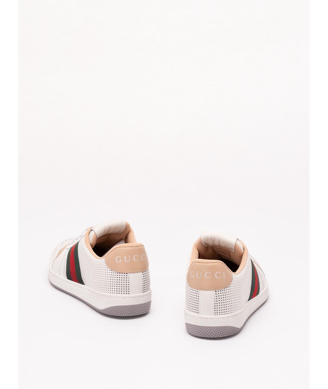GUCCI Белые кожаные кроссовки, фото 3