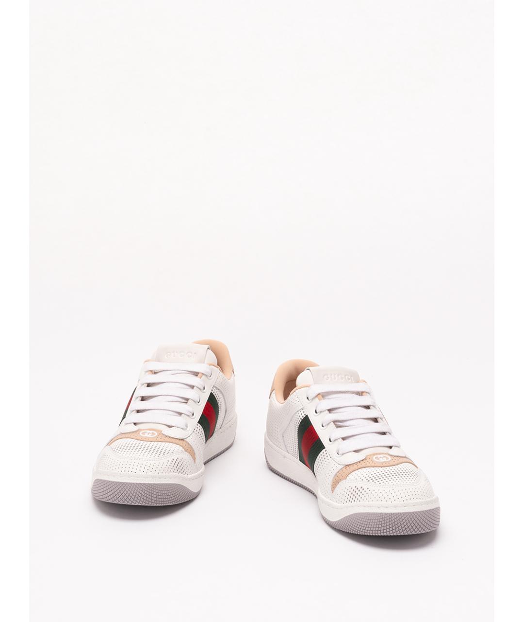 GUCCI Белые кожаные кроссовки, фото 2