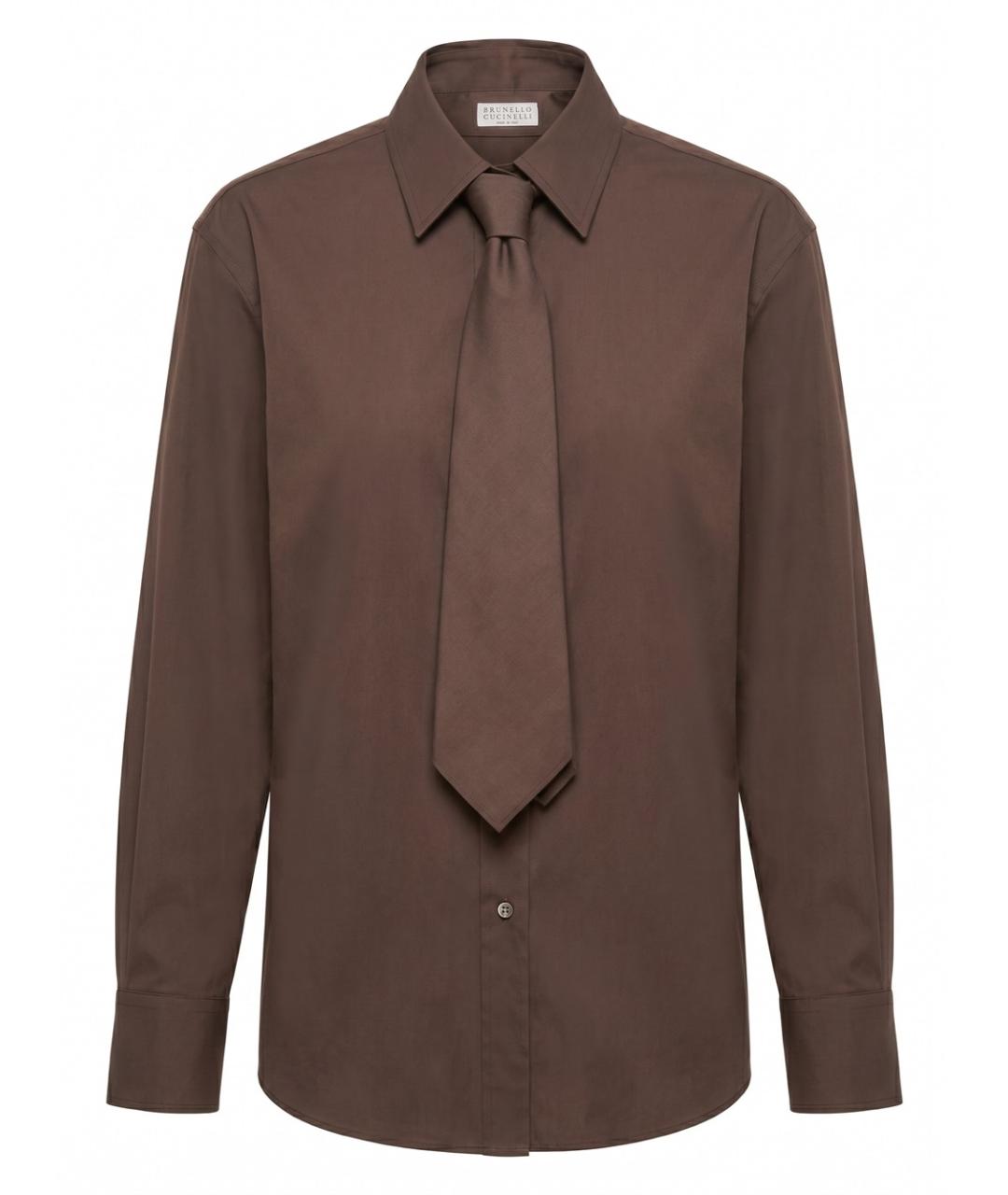 BRUNELLO CUCINELLI Коричневая хлопковая рубашка, фото 1