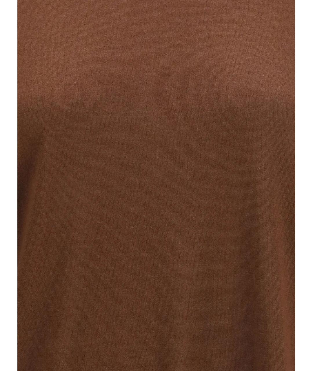 BRUNELLO CUCINELLI Коричневая кашемировая футболка, фото 3