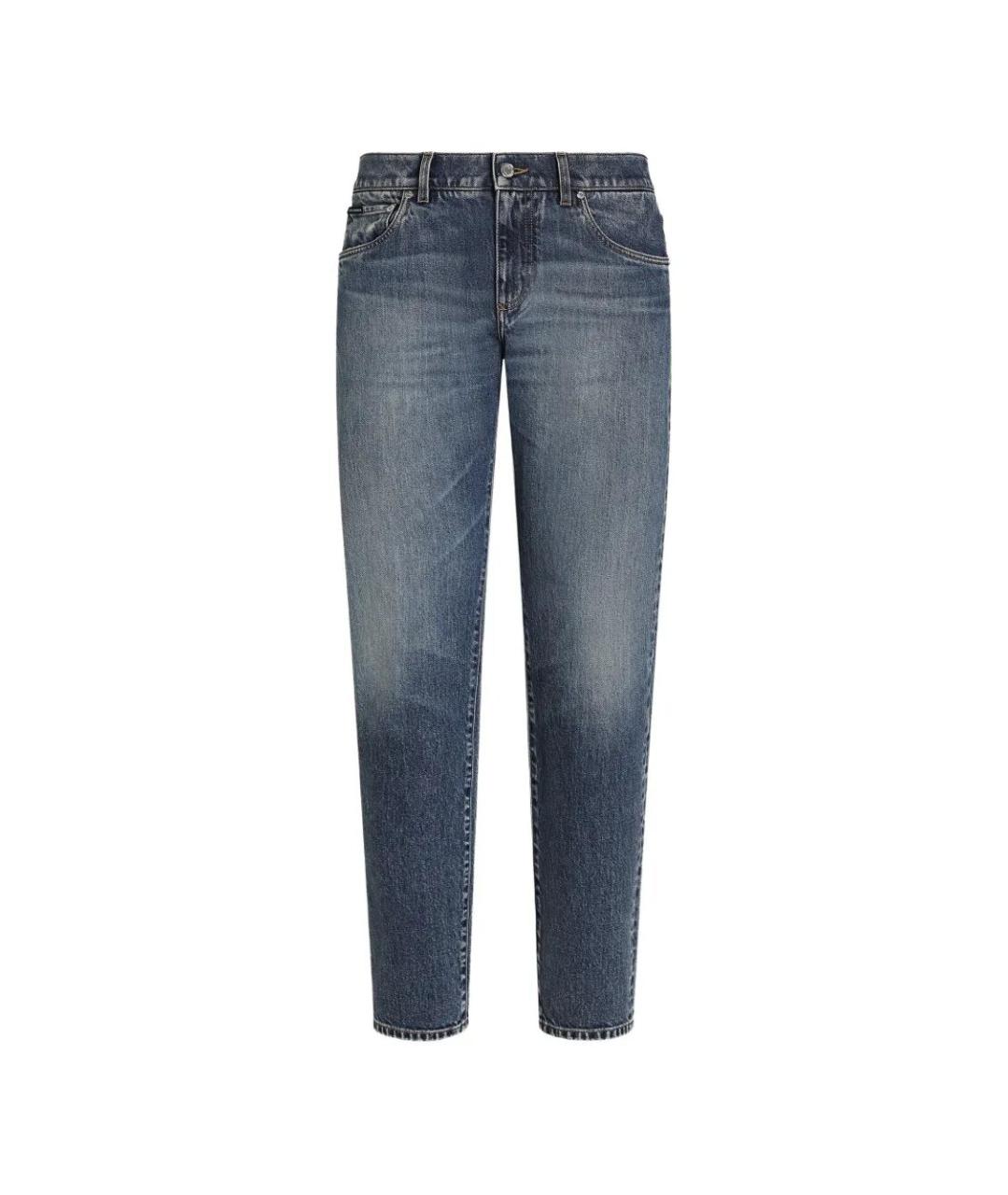 DOLCE&GABBANA Синие хлопковые прямые джинсы, фото 1