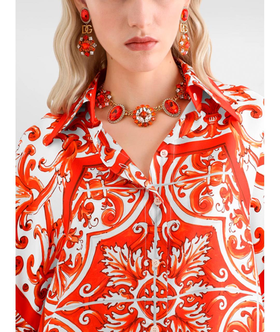 DOLCE&GABBANA Красная шелковая рубашка, фото 5