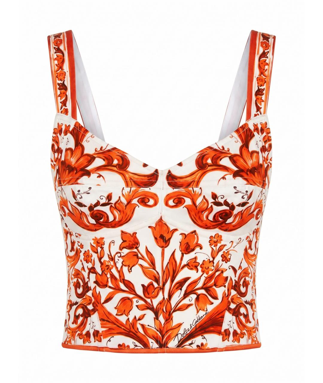 DOLCE&GABBANA Оранжевая шелковая майка, фото 1
