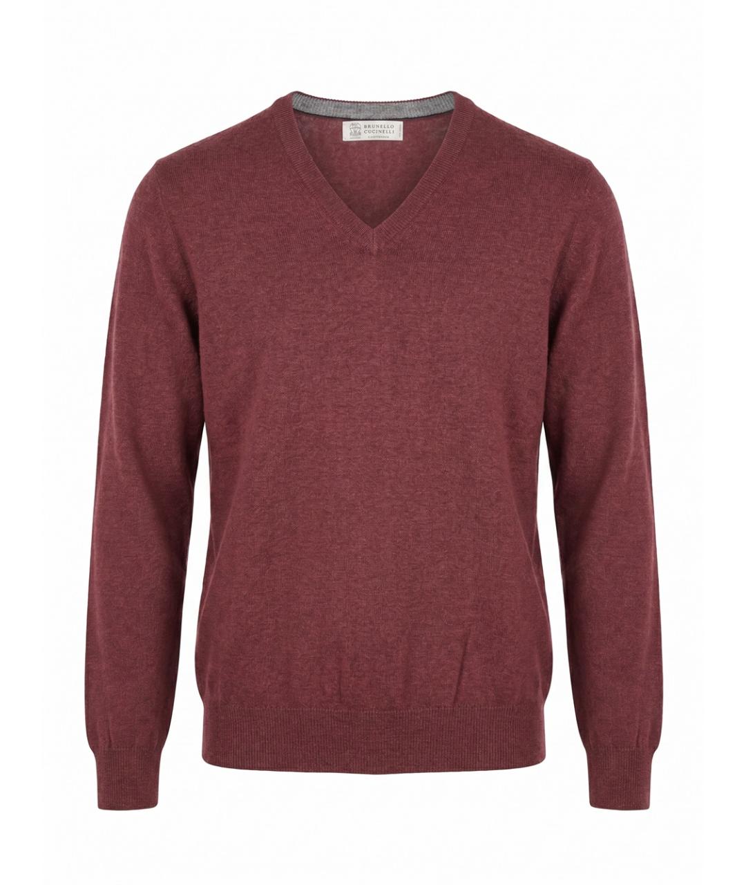 BRUNELLO CUCINELLI Бордовый кашемировый джемпер / свитер, фото 1