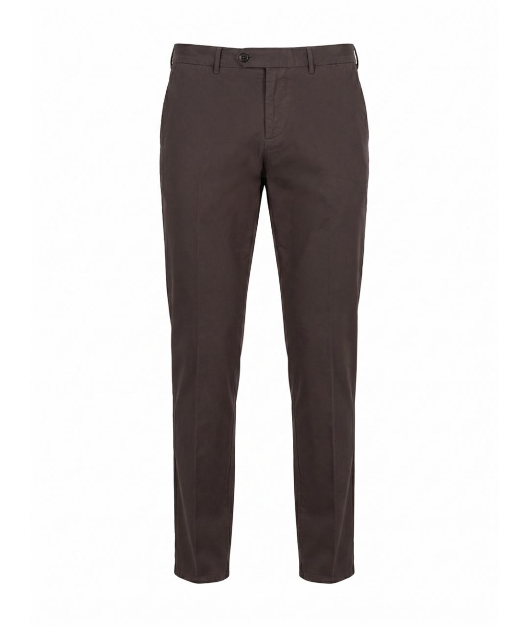 BRUNELLO CUCINELLI Коричневые хлопковые повседневные брюки, фото 1