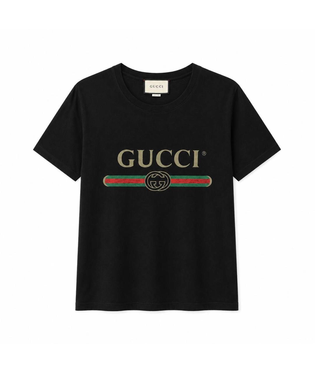 GUCCI Черная хлопковая футболка, фото 1
