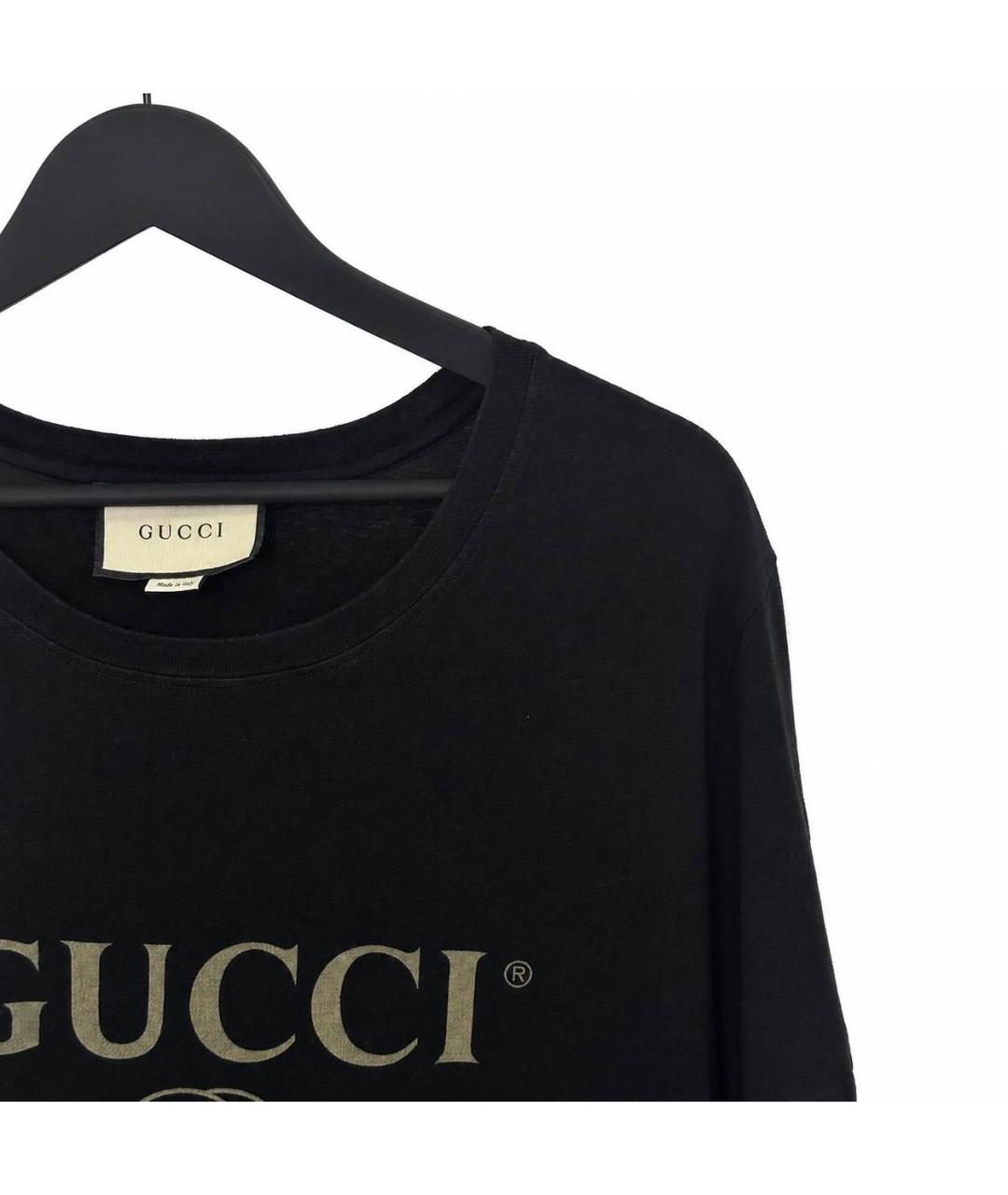GUCCI Черная хлопковая футболка, фото 3