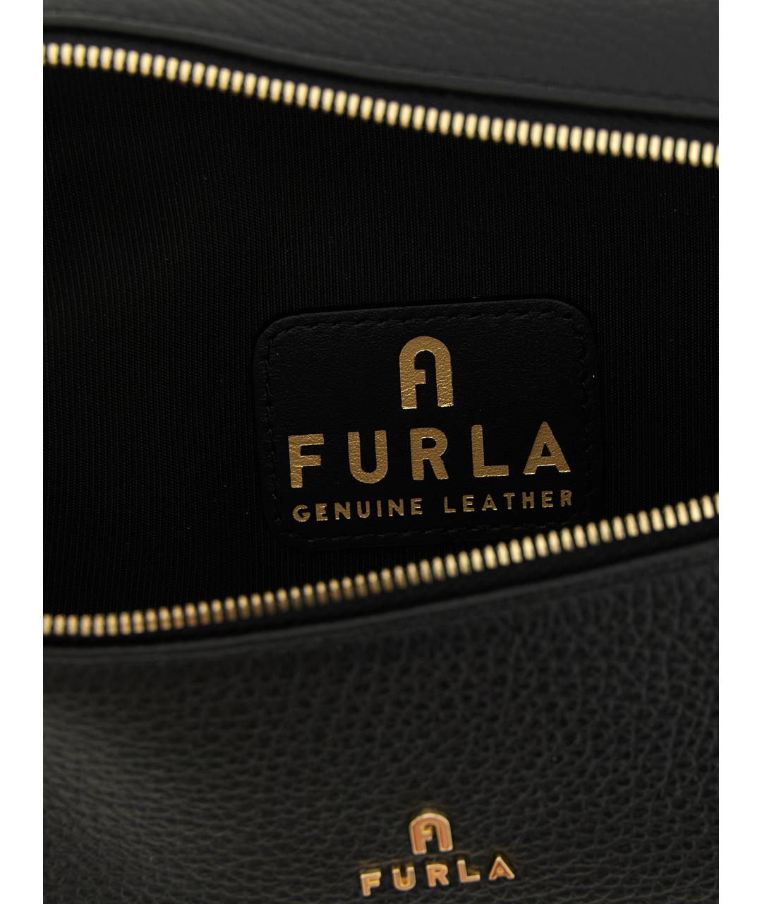 FURLA Черная кожаная сумка с короткими ручками, фото 4