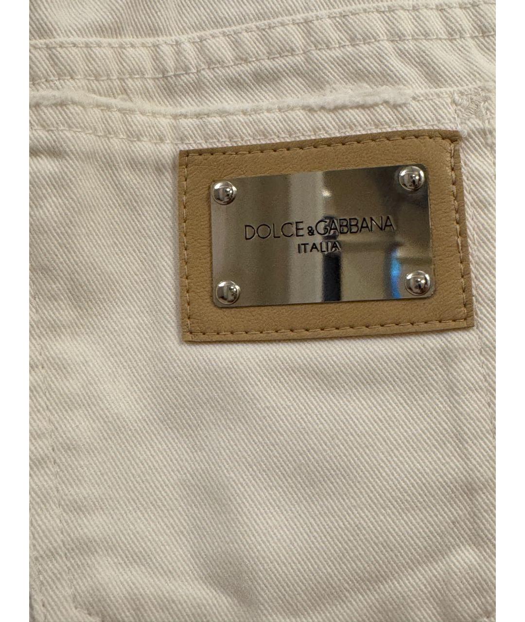 DOLCE&GABBANA Белые хлопковые прямые джинсы, фото 5