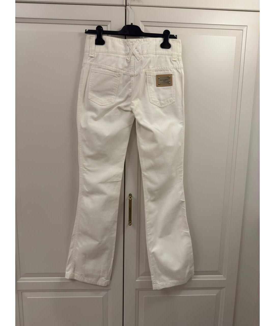 DOLCE&GABBANA Белые хлопковые прямые джинсы, фото 2