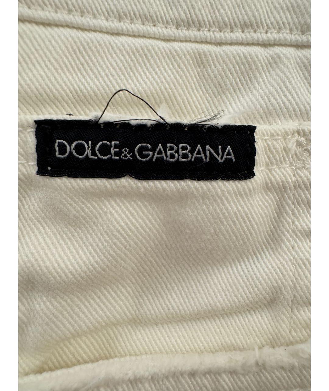 DOLCE&GABBANA Белые хлопковые прямые джинсы, фото 7