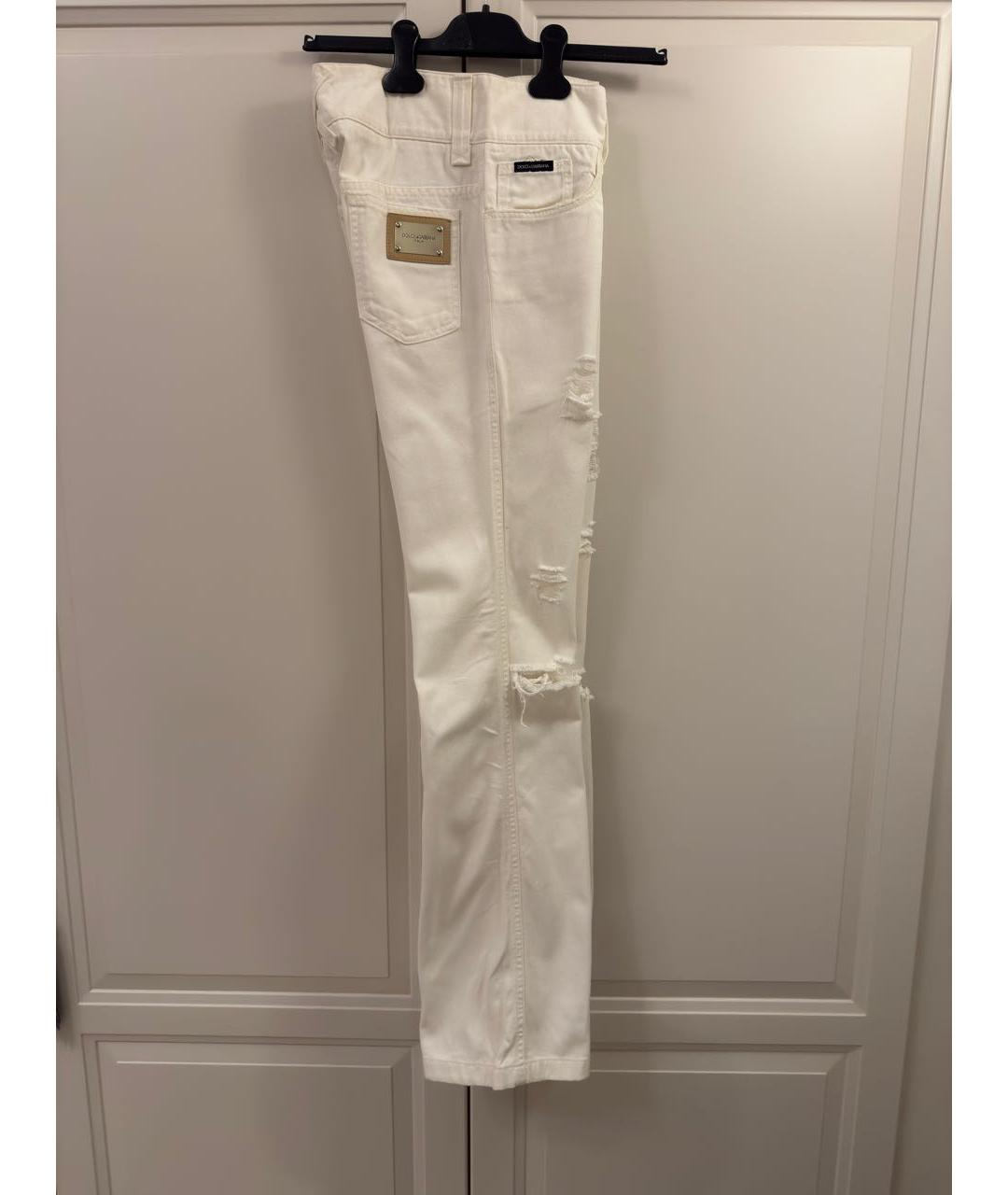 DOLCE&GABBANA Белые хлопковые прямые джинсы, фото 3