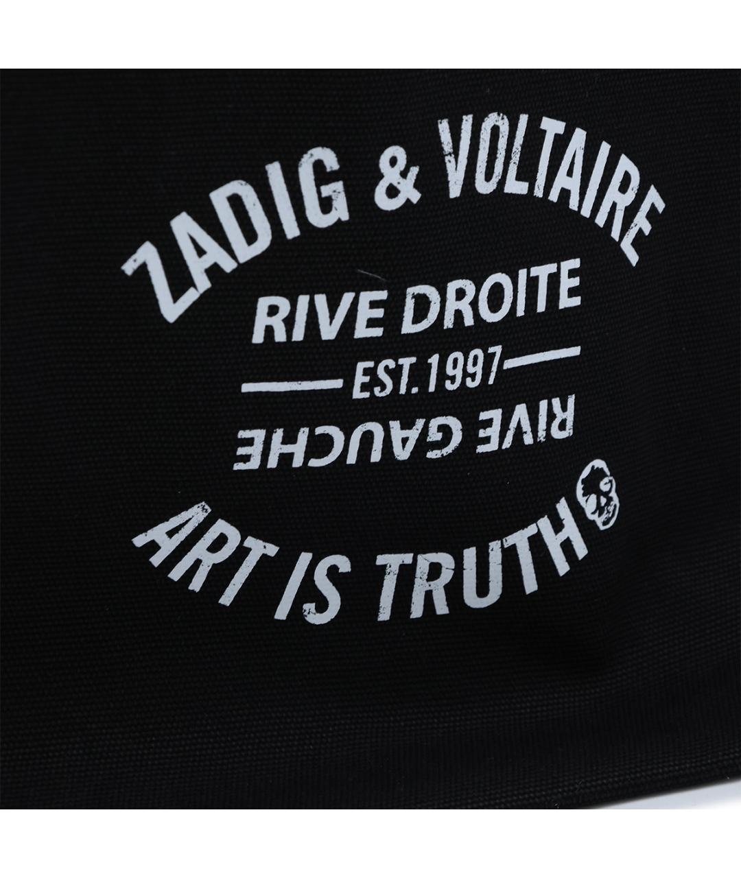 ZADIG & VOLTAIRE Черная хлопковая сумка с короткими ручками, фото 4