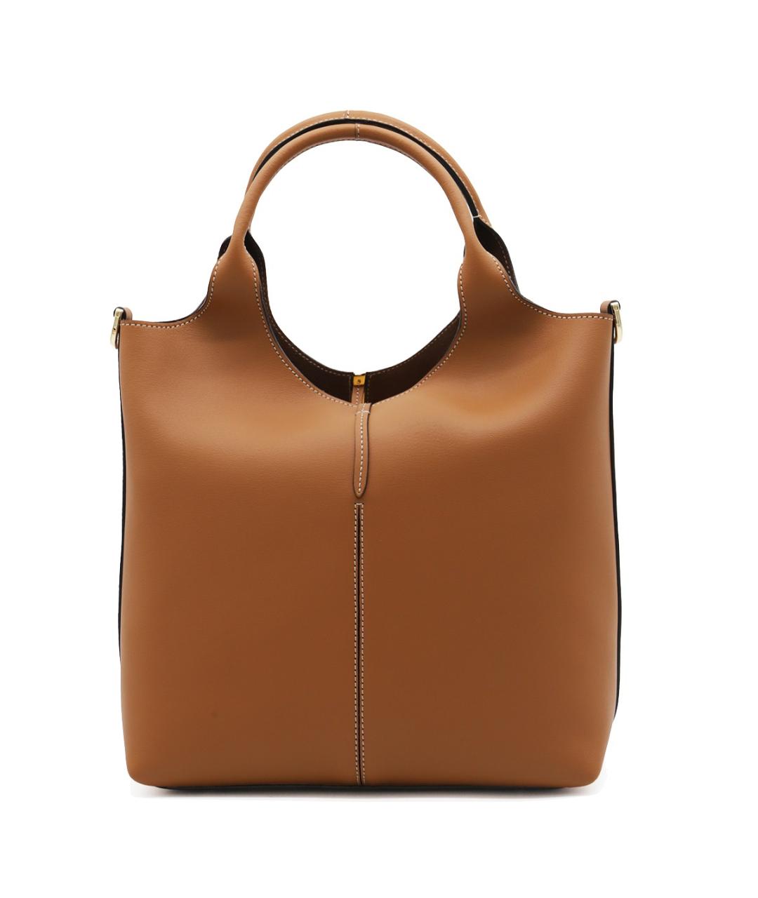 TOD'S Бежевая кожаная сумка тоут, фото 3