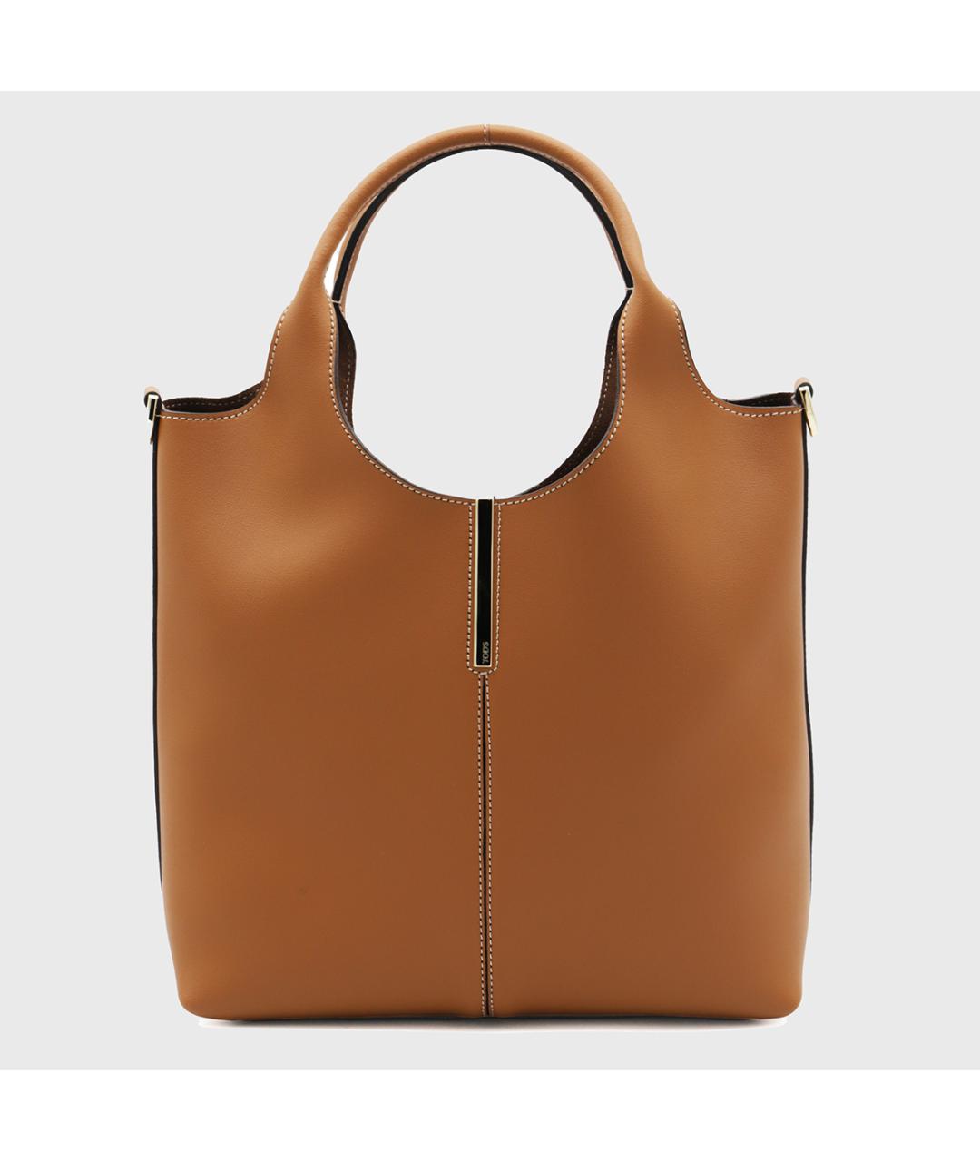 TOD'S Бежевая кожаная сумка тоут, фото 5