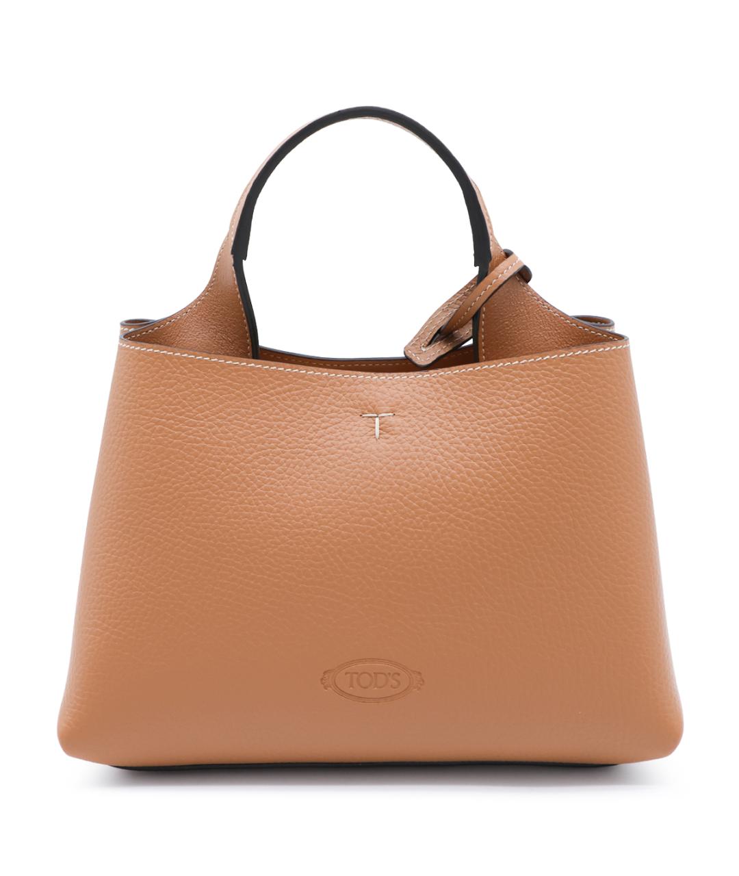 TOD'S Коричневая кожаная сумка тоут, фото 5