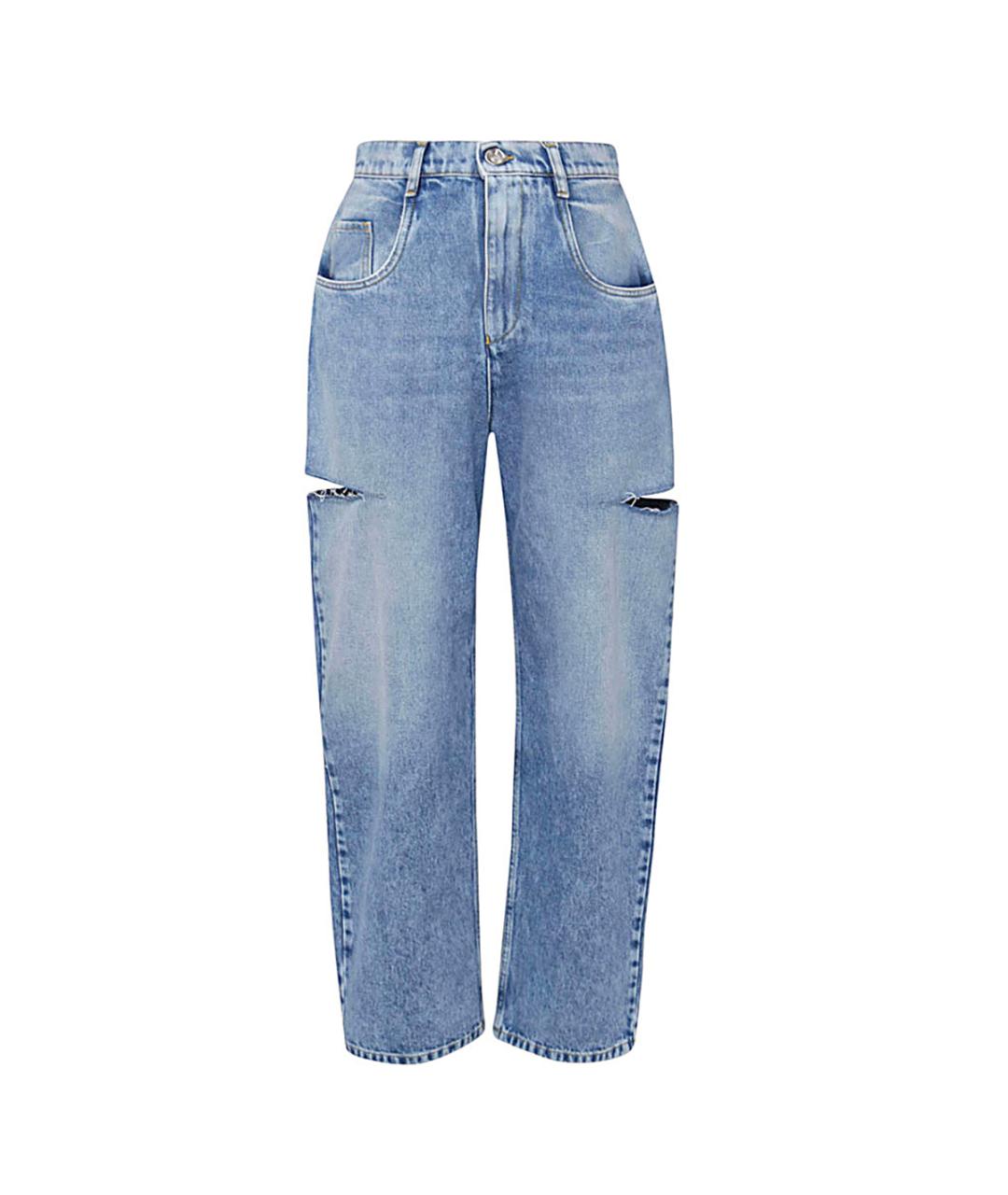 MAISON MARGIELA Голубые хлопковые прямые джинсы, фото 1