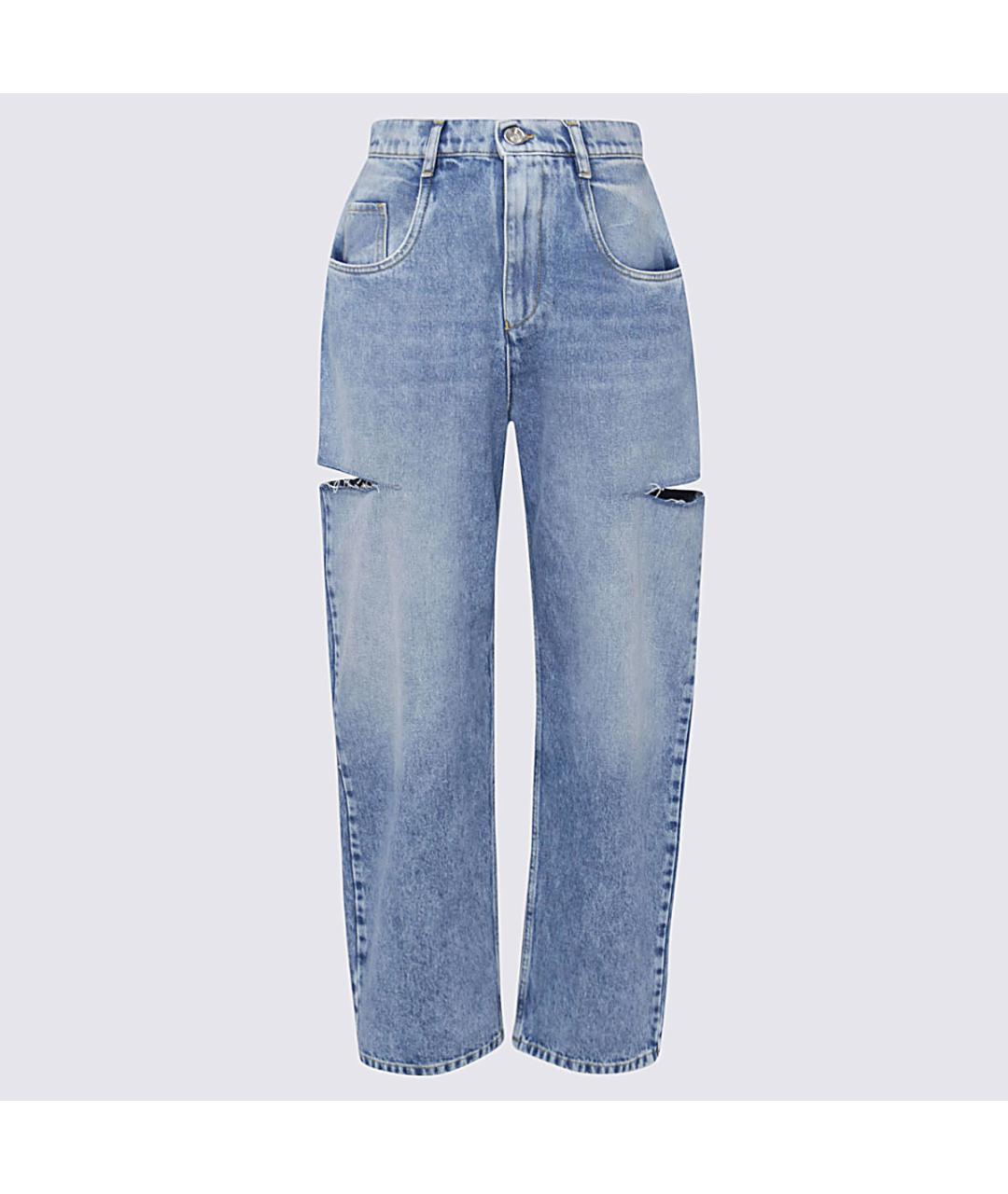 MAISON MARGIELA Голубые хлопковые прямые джинсы, фото 5