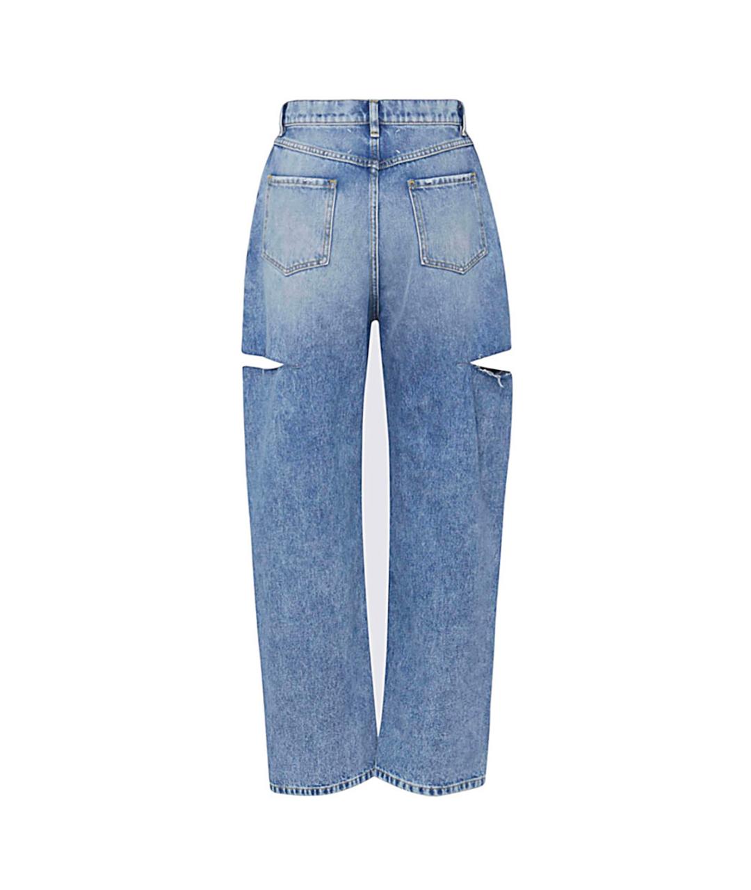MAISON MARGIELA Голубые хлопковые прямые джинсы, фото 2