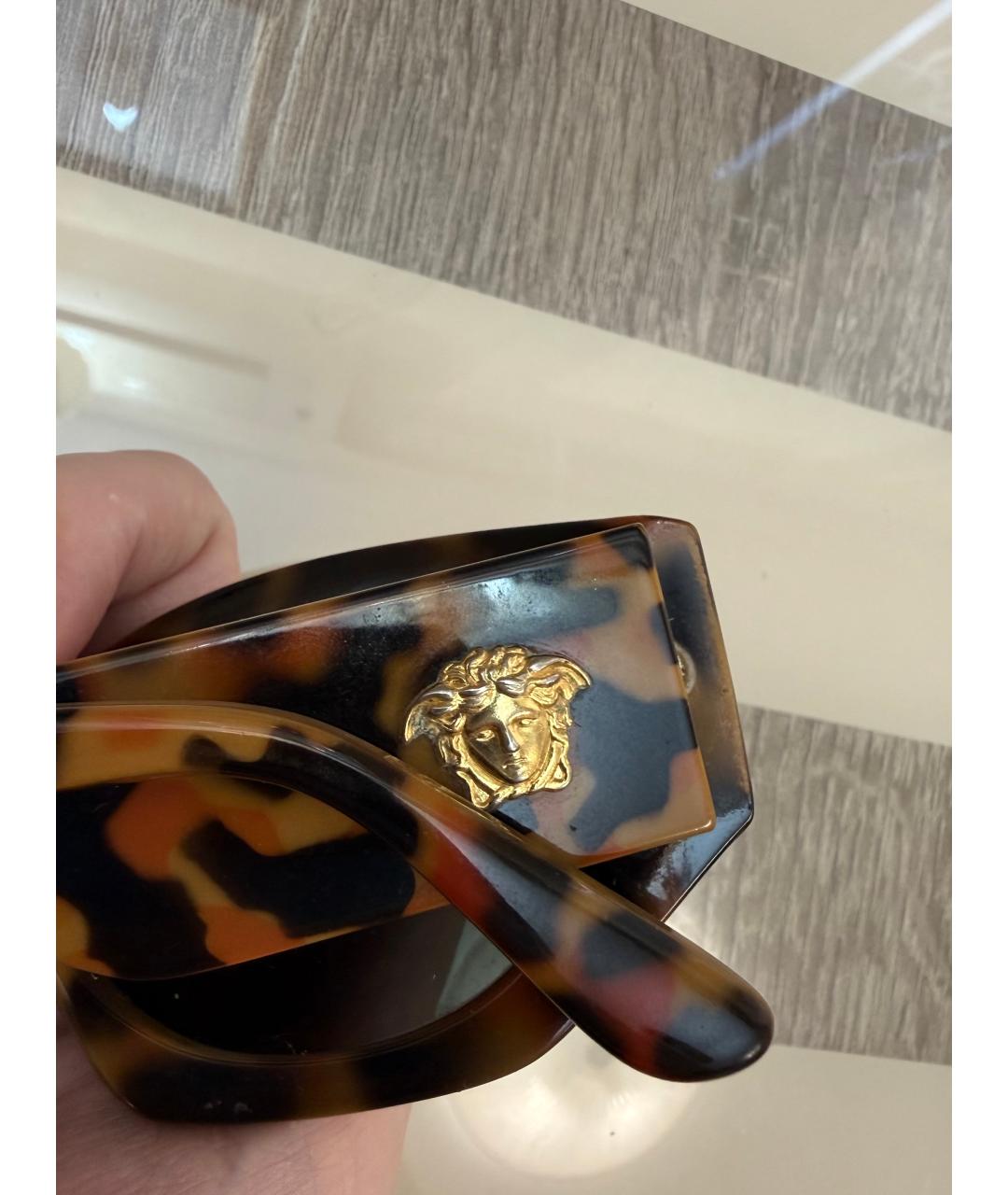 VERSACE Коричневые пластиковые солнцезащитные очки, фото 7