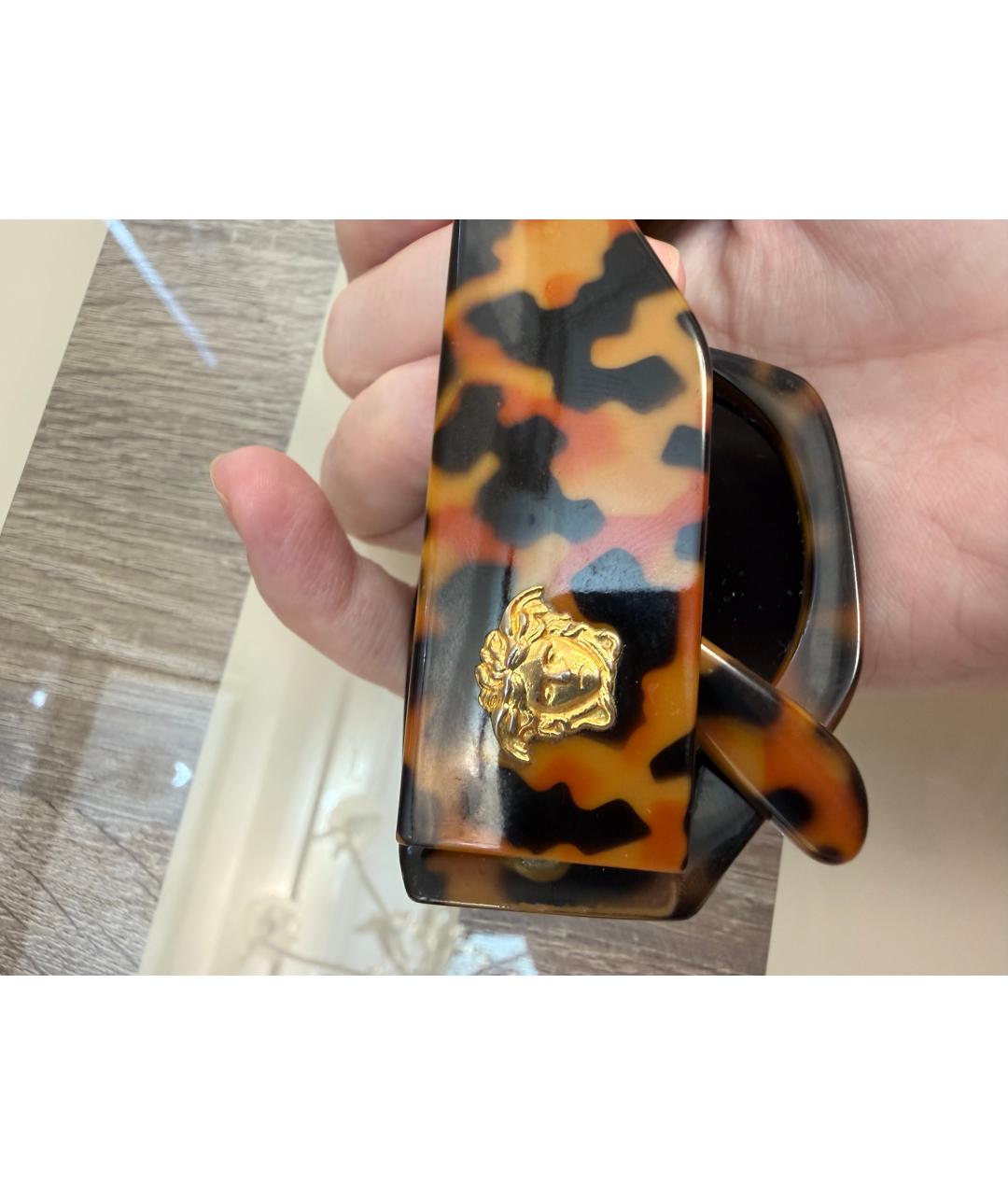 VERSACE Коричневые пластиковые солнцезащитные очки, фото 8