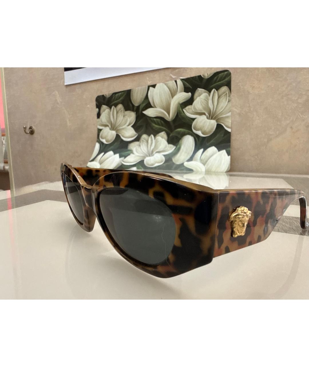 VERSACE Коричневые пластиковые солнцезащитные очки, фото 4