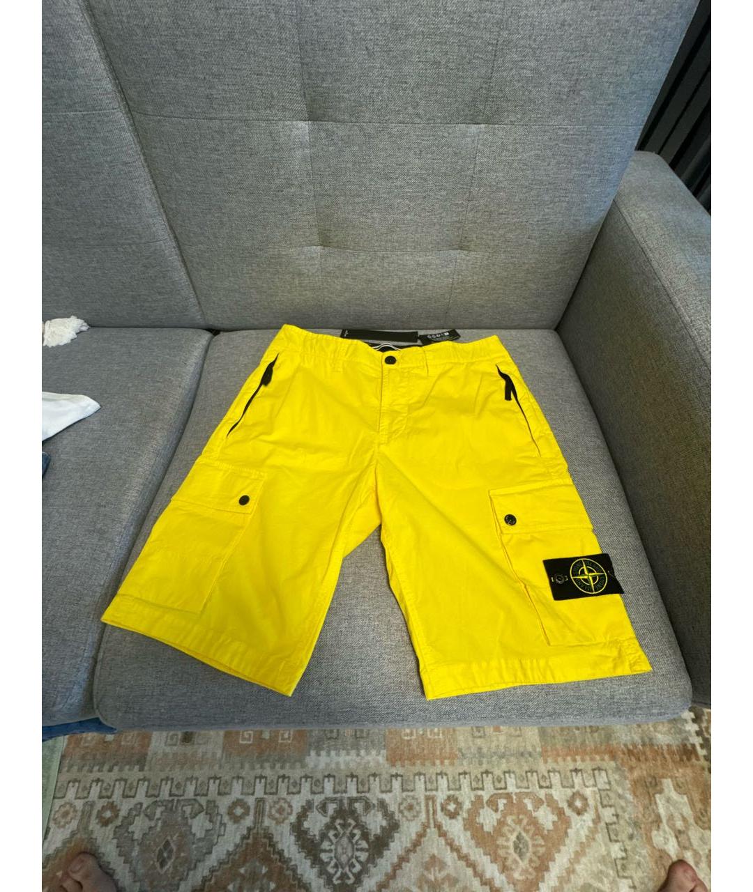 STONE ISLAND Желтые хлопковые шорты, фото 2