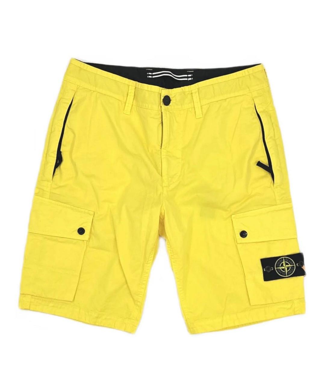 STONE ISLAND Желтые хлопковые шорты, фото 3