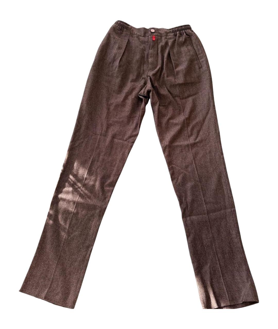 KITON Коричневые шерстяные повседневные брюки, фото 1