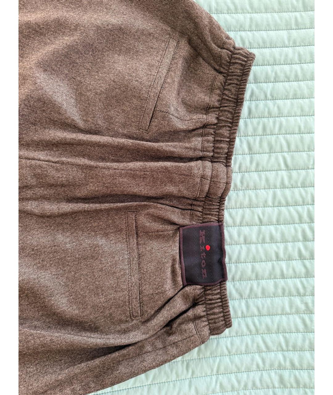 KITON Коричневые шерстяные повседневные брюки, фото 3