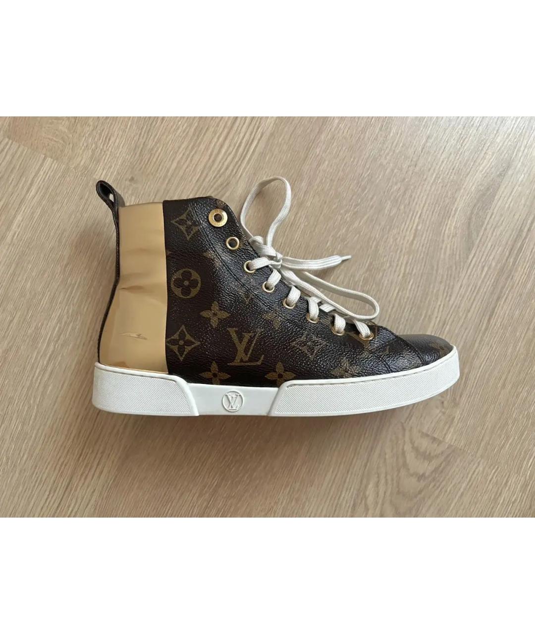 LOUIS VUITTON Коричневые кожаные кеды, фото 7