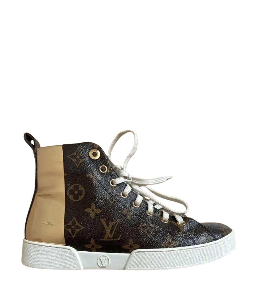LOUIS VUITTON Коричневые кожаные кеды, фото 1