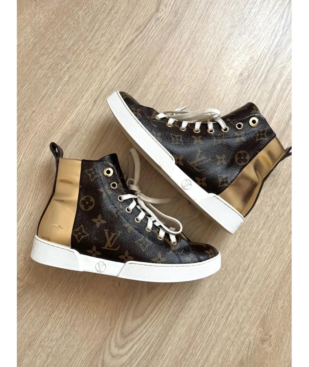 LOUIS VUITTON Коричневые кожаные кеды, фото 3