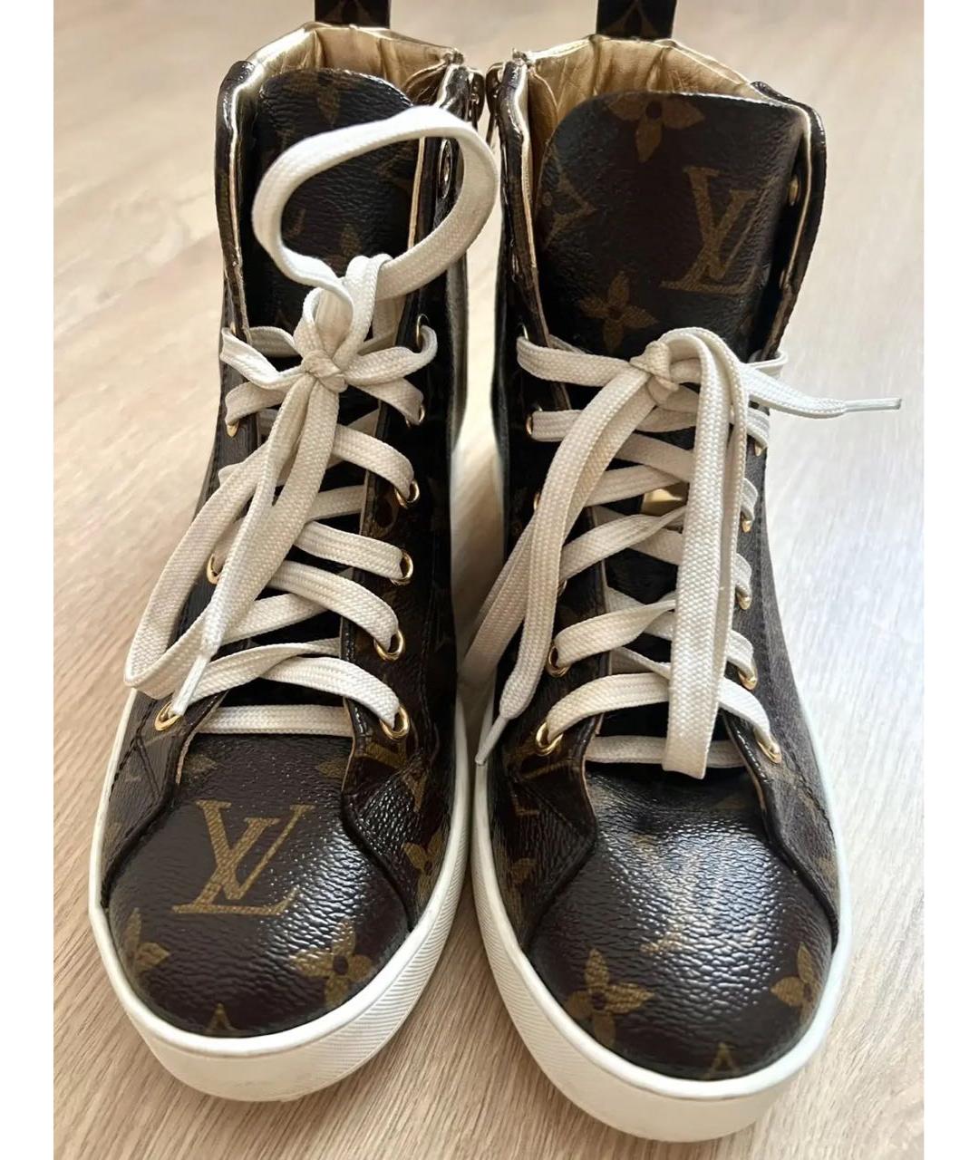 LOUIS VUITTON Коричневые кожаные кеды, фото 2