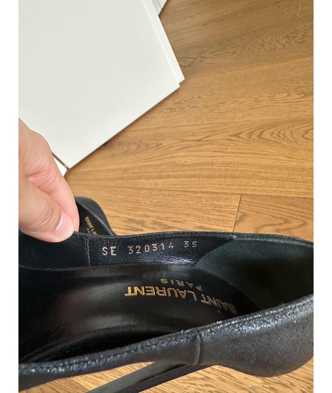 SAINT LAURENT Черные кожаные туфли, фото 5
