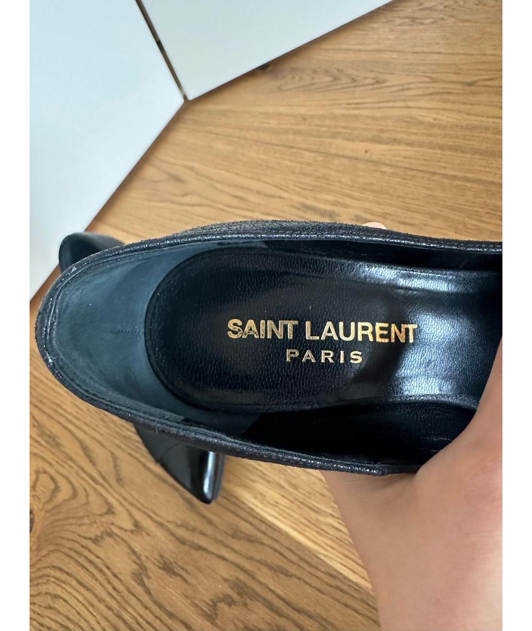 SAINT LAURENT Черные кожаные туфли, фото 6