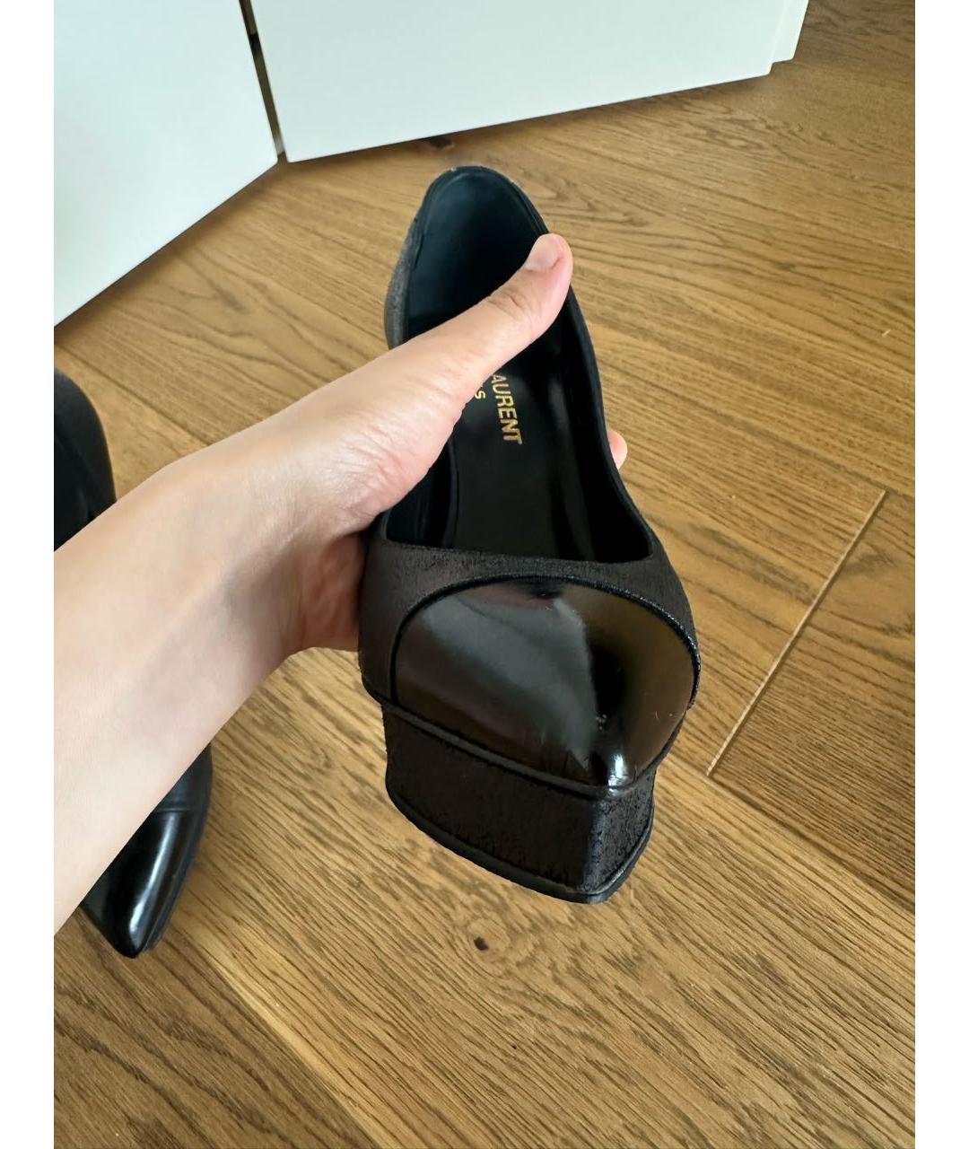 SAINT LAURENT Черные кожаные туфли, фото 3