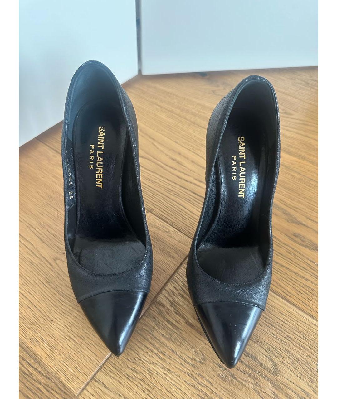 SAINT LAURENT Черные кожаные туфли, фото 2