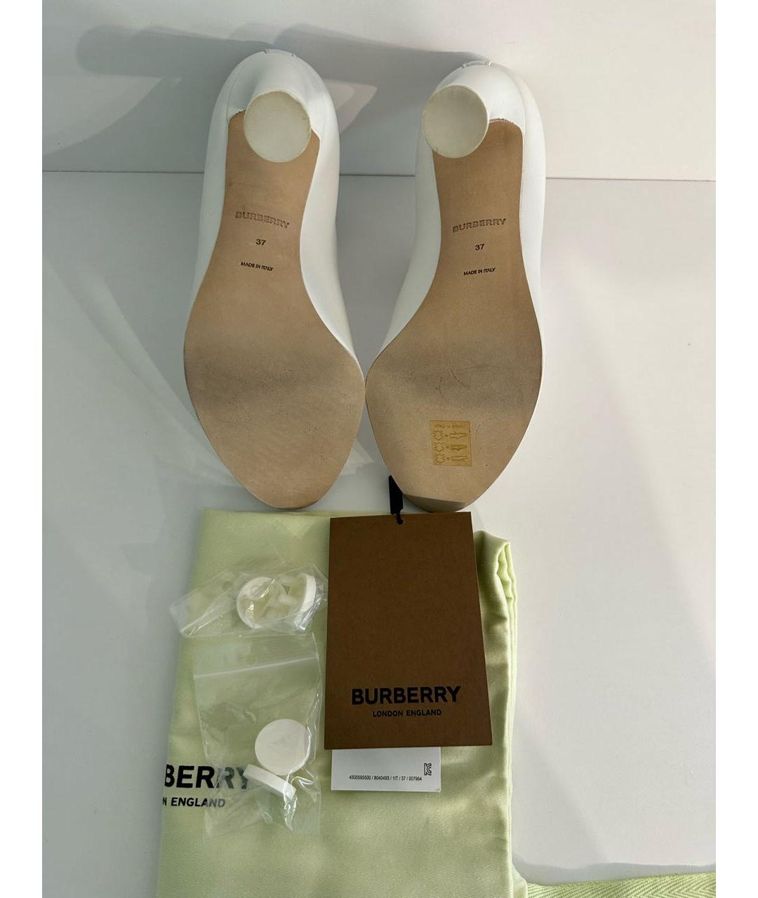 BURBERRY Белые кожаные мюли, фото 5