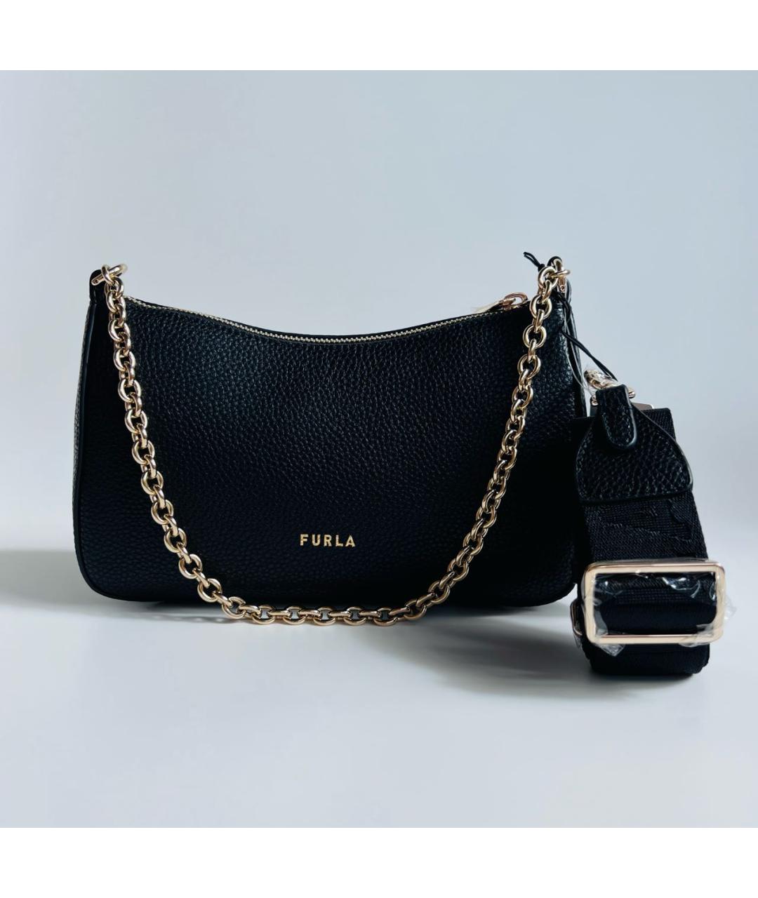 FURLA Черная кожаная сумка через плечо, фото 3