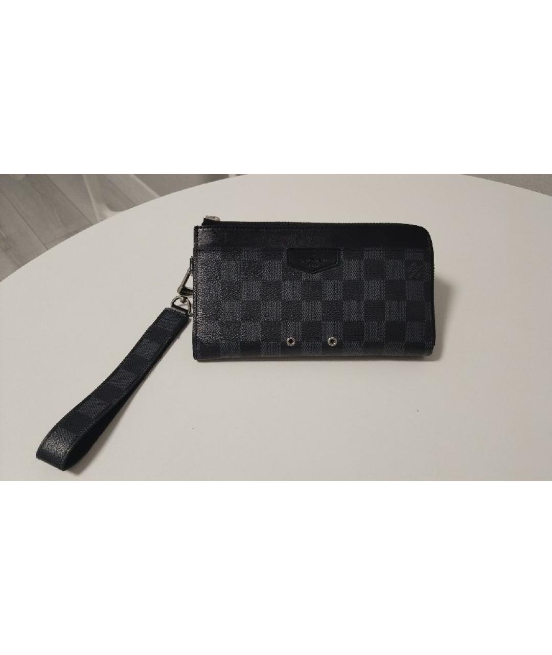 LOUIS VUITTON Черный кожаный кошелек, фото 4