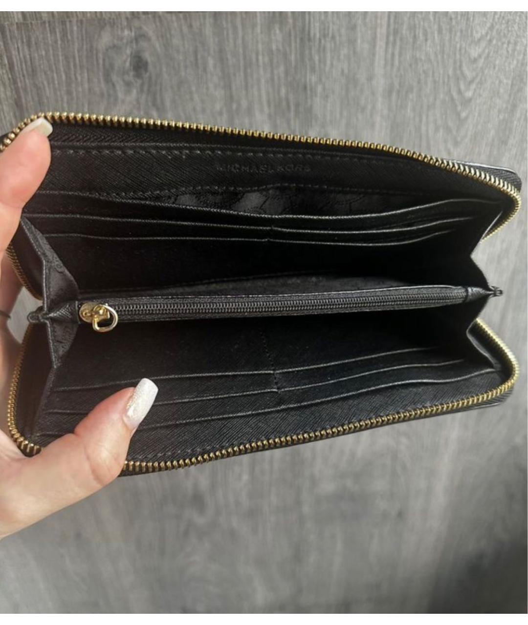 MICHAEL KORS Черный кожаный кошелек, фото 4
