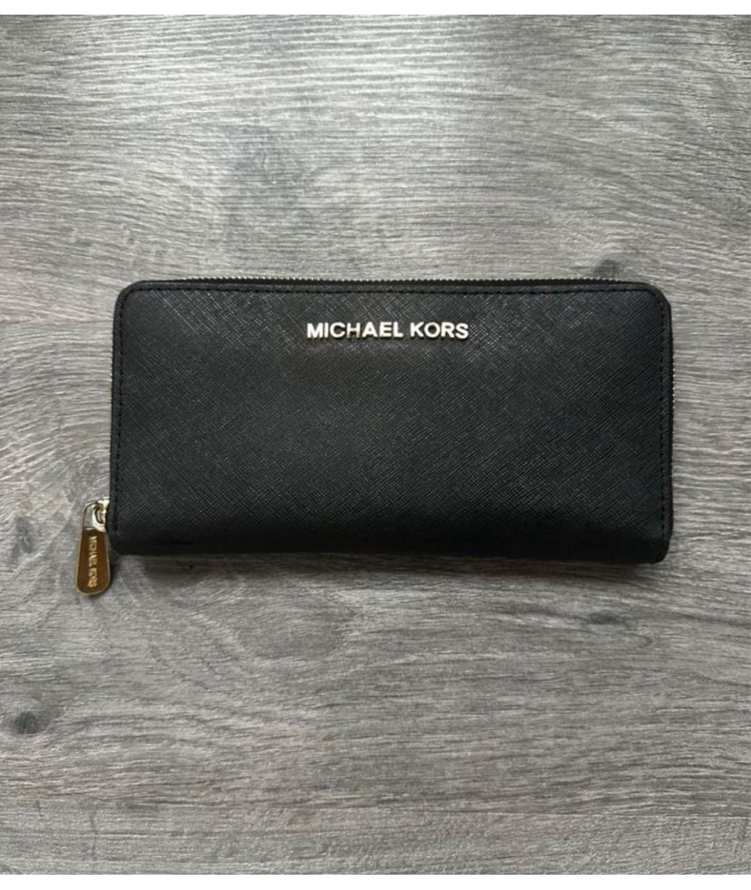 MICHAEL KORS Черный кожаный кошелек, фото 5