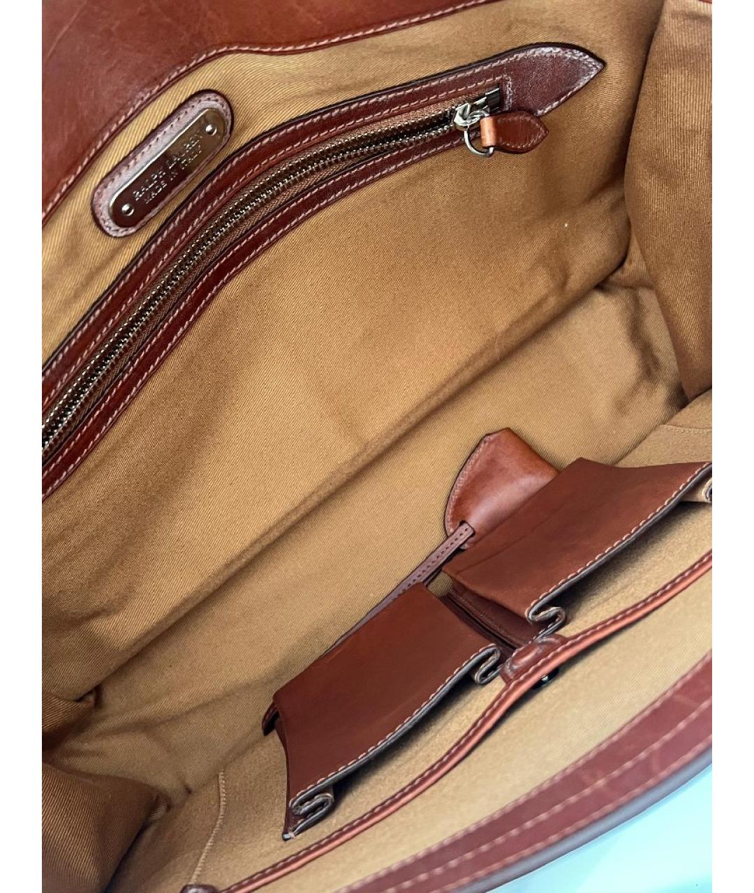 RALPH LAUREN Коричневая кожаная сумка через плечо, фото 5