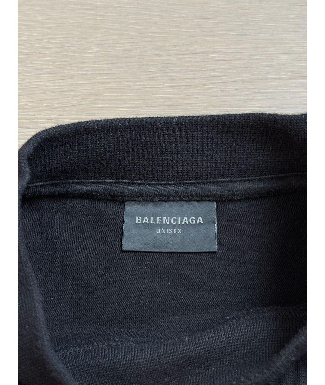 BALENCIAGA Черная хлопковая футболка, фото 3